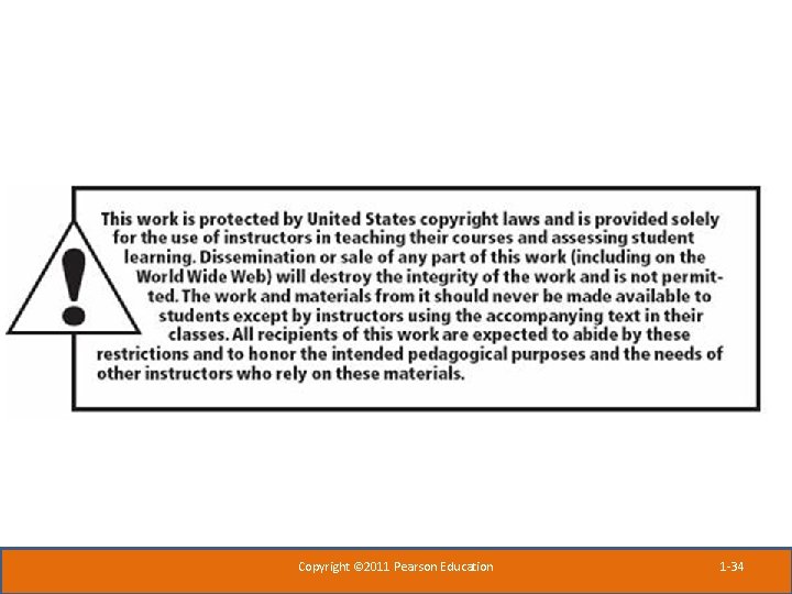 Copyright © 2011 Pearson Education 1 -34 Copyright © 2011 Pearson Education 1 -34