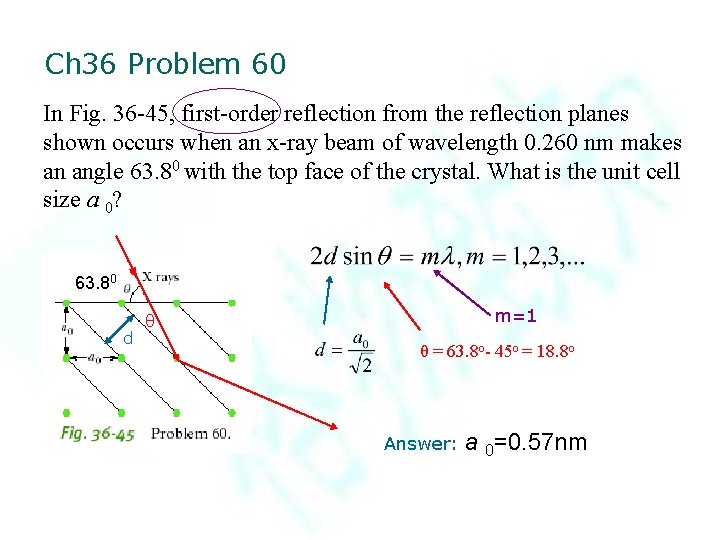 Ch 36 Problem 60 In Fig. 36 -45, first-order reflection from the reflection planes