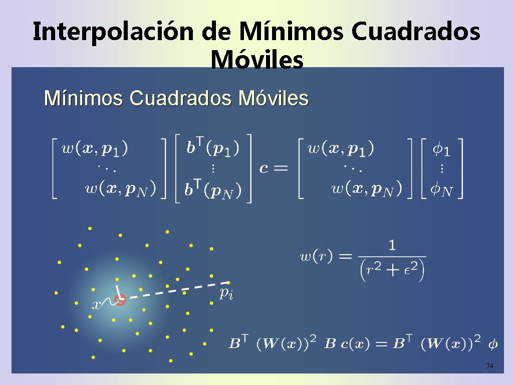 Interpolación de Mínimos Cuadrados Móviles 74 