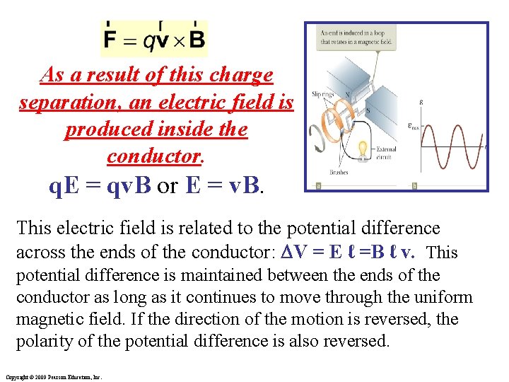As a result of this charge separation, an electric field is produced inside the