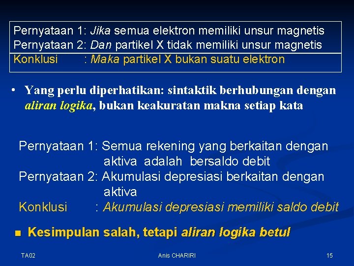 Pernyataan 1: Jika semua elektron memiliki unsur magnetis Pernyataan 2: Dan partikel X tidak
