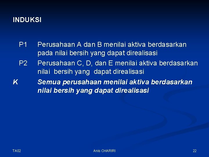 INDUKSI P 1 P 2 K TA 02 Perusahaan A dan B menilai aktiva