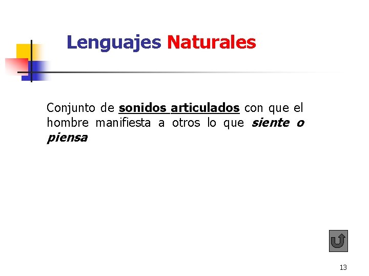 Lenguajes Naturales Conjunto de sonidos articulados con que el hombre manifiesta a otros Lenguajes Naturales Conjunto de sonidos articulados con que el hombre manifiesta a otros