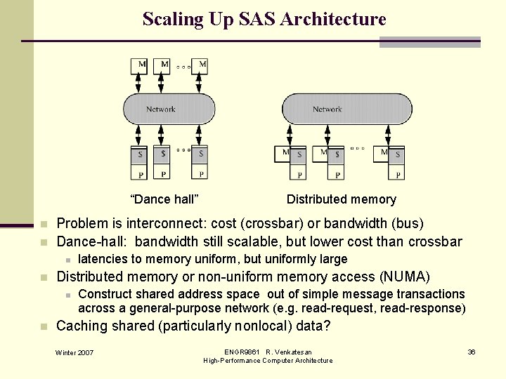 Scaling Up SAS Architecture “Dance hall” n n Problem is interconnect: cost (crossbar) or