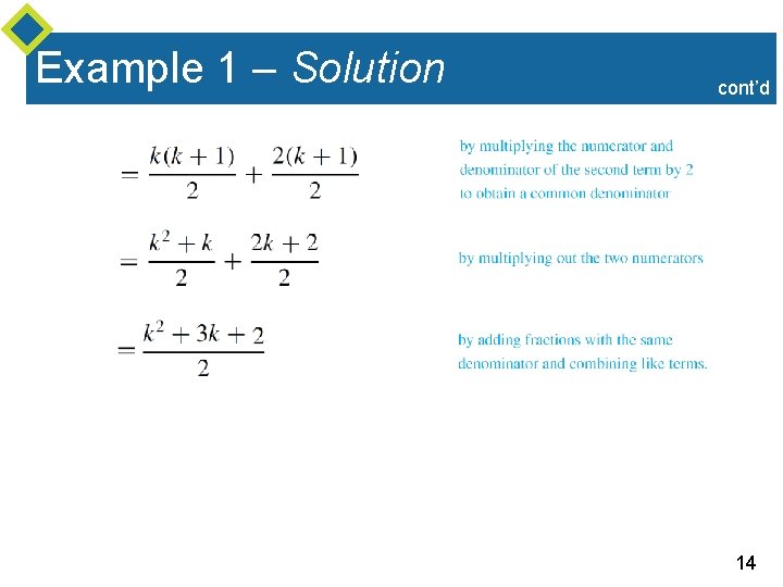Example 1 – Solution cont’d 14 Example 1 – Solution cont’d 14