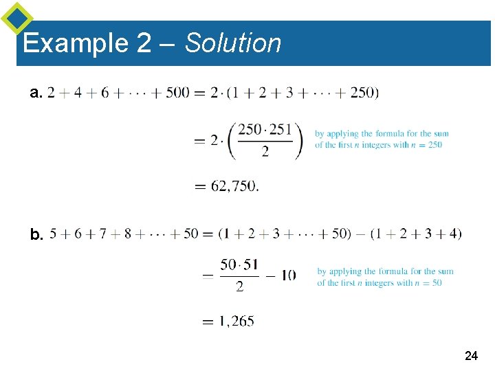 Example 2 – Solution a. b. 24 Example 2 – Solution a. b. 24
