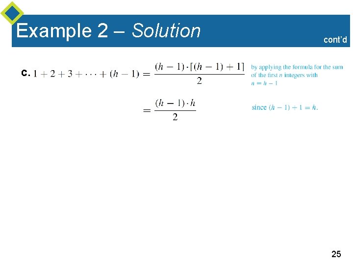 Example 2 – Solution cont’d c. 25 Example 2 – Solution cont’d c. 25