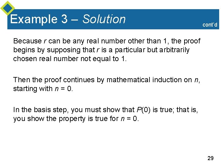 Example 3 – Solution cont’d Because r can be any real number other than Example 3 – Solution cont’d Because r can be any real number other than