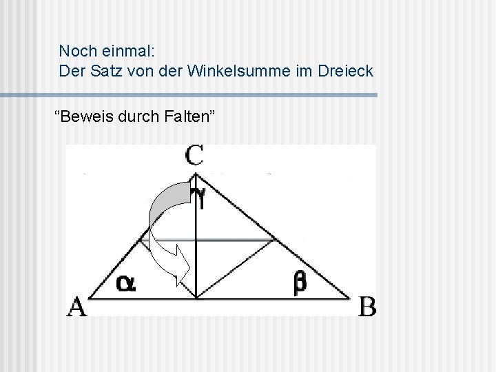 Noch einmal: Der Satz von der Winkelsumme im Dreieck “Beweis durch Falten” 