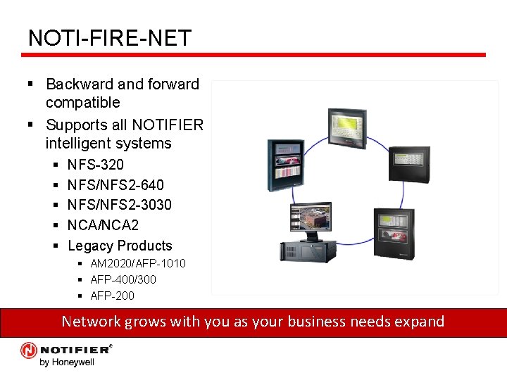NOTI-FIRE-NET § Backward and forward compatible § Supports all NOTIFIER intelligent systems § §