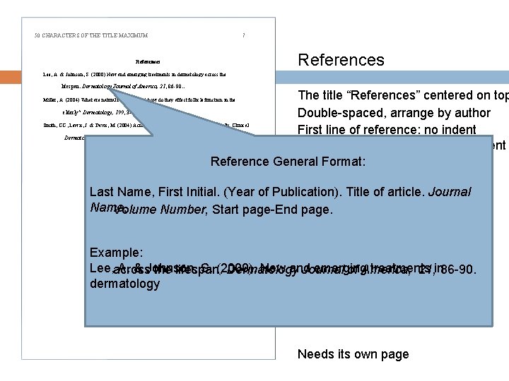 50 CHARACTERS OF THE TITLE MAXIMUM References 7 References Lee, A. & Johnson, S.