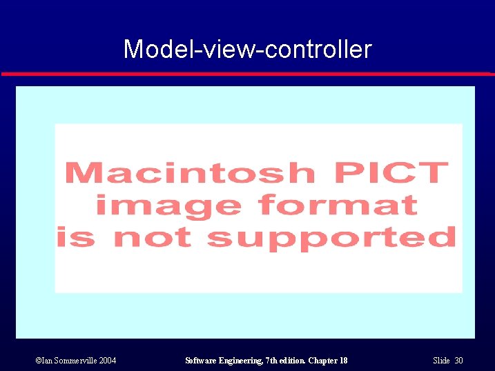 Model-view-controller ©Ian Sommerville 2004 Software Engineering, 7 th edition. Chapter 18 Slide 30 