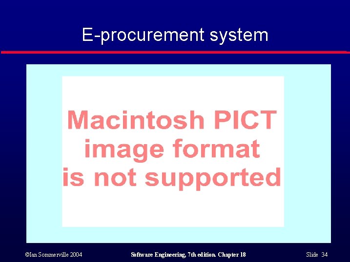 E-procurement system ©Ian Sommerville 2004 Software Engineering, 7 th edition. Chapter 18 Slide 34