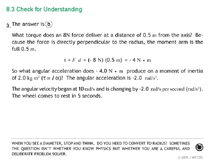 8. 3 Check for Understanding 3. 