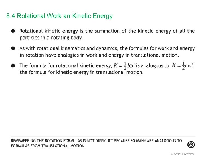 8. 4 Rotational Work an Kinetic Energy 