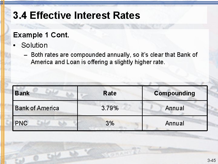 3. 4 Effective Interest Rates Example 1 Cont. • Solution – Both rates are