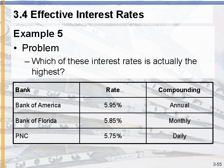 3. 4 Effective Interest Rates Example 5 • Problem – Which of these interest