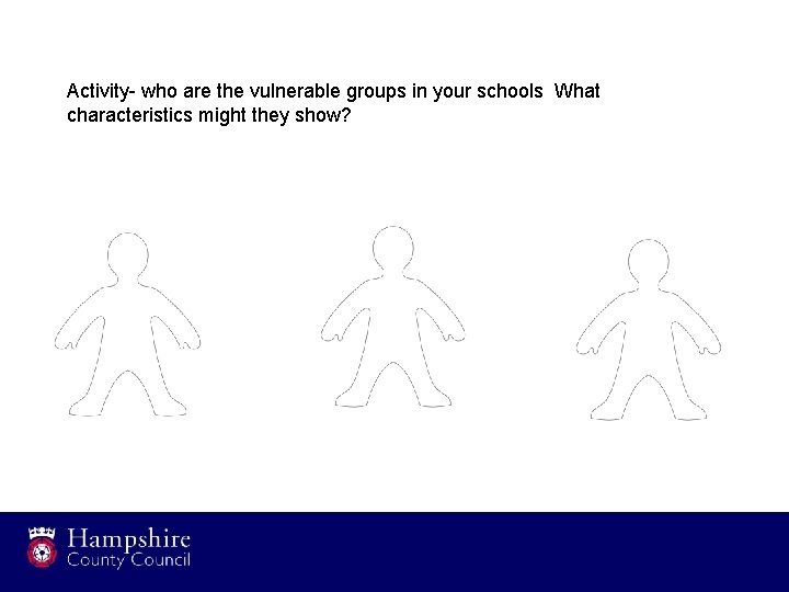 Activity- who are the vulnerable groups in your schools What characteristics might they show?