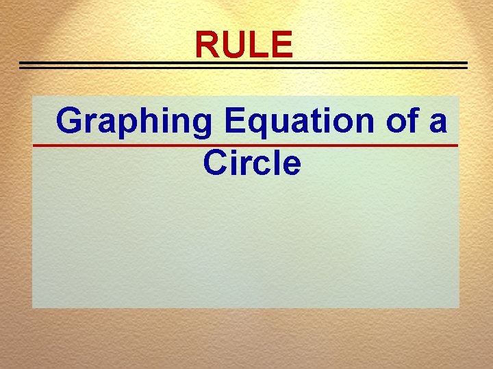RULE Graphing Equation of a Circle 