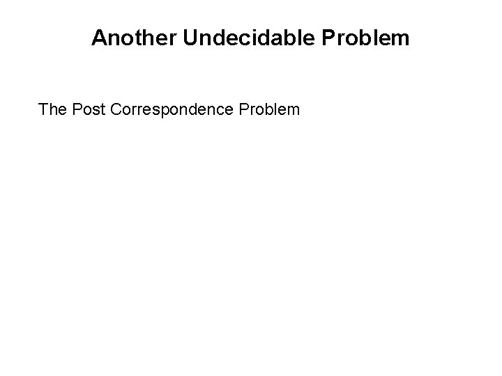 Another Undecidable Problem The Post Correspondence Problem 