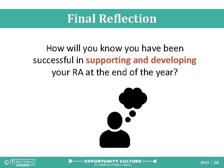 Final Reflection How will you know you have been successful in supporting and developing