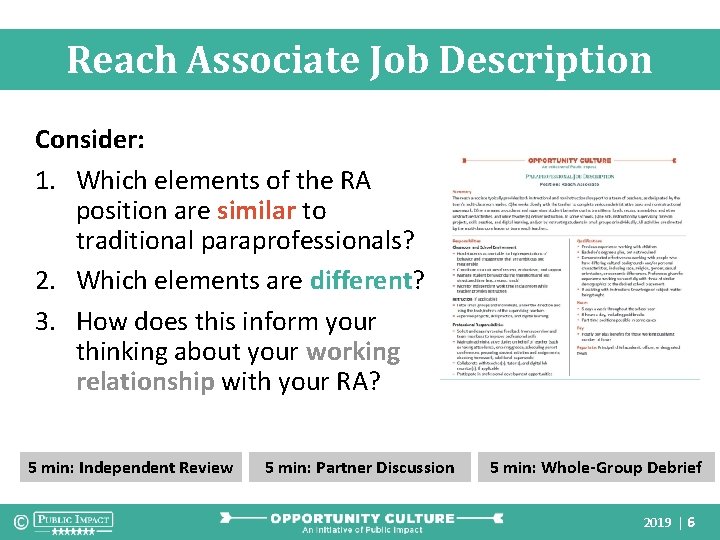 Reach Associate Job Description Consider: 1. Which elements of the RA position are similar