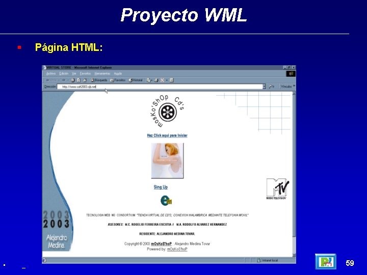 Proyecto WML § • Página HTML: _ 59 