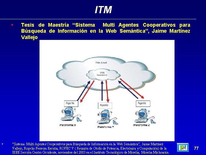 ITM § • Tesis de Maestría “Sistema Multi Agentes Cooperativos para Búsqueda de Información