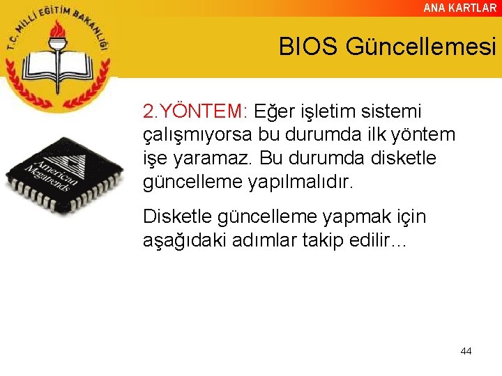 ANA KARTLAR BIOS Güncellemesi 2. YÖNTEM: Eğer işletim sistemi çalışmıyorsa bu durumda ilk yöntem