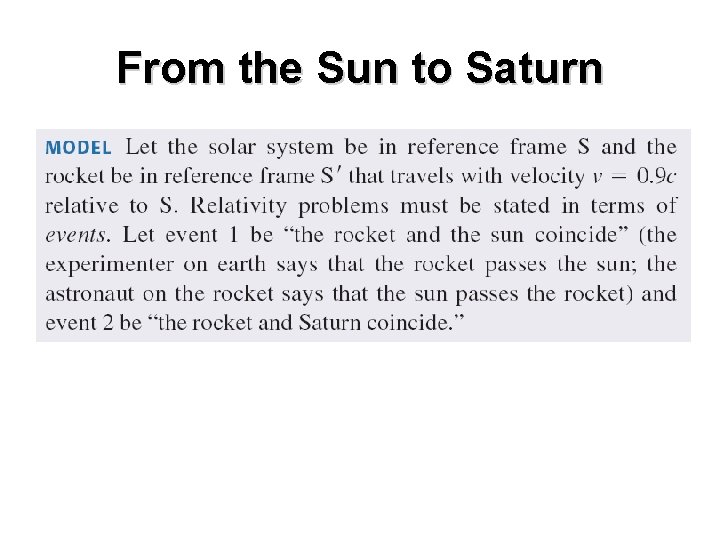 From the Sun to Saturn From the Sun to Saturn
