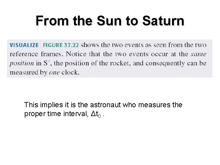 From the Sun to Saturn This implies it is the astronaut who measures the From the Sun to Saturn This implies it is the astronaut who measures the