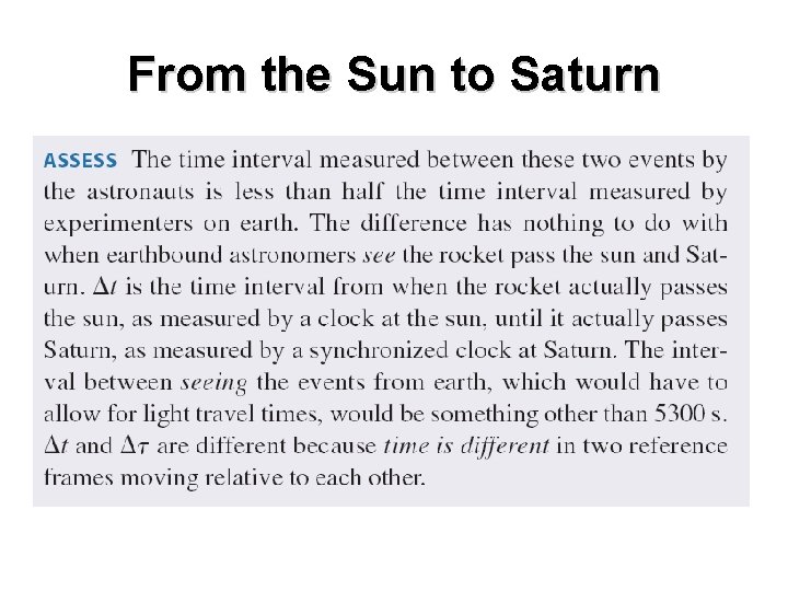 From the Sun to Saturn From the Sun to Saturn