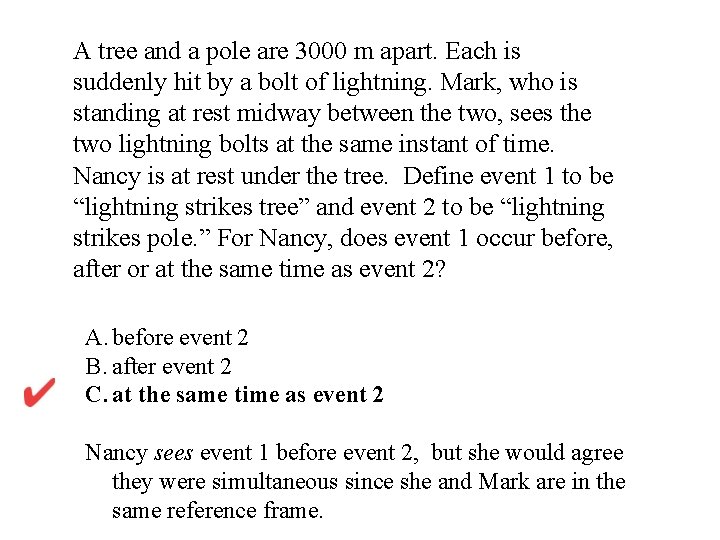A tree and a pole are 3000 m apart. Each is suddenly hit by A tree and a pole are 3000 m apart. Each is suddenly hit by