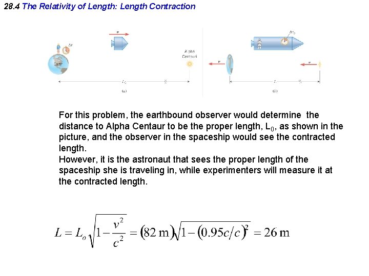 28. 4 The Relativity of Length: Length Contraction For this problem, the earthbound observer 28. 4 The Relativity of Length: Length Contraction For this problem, the earthbound observer