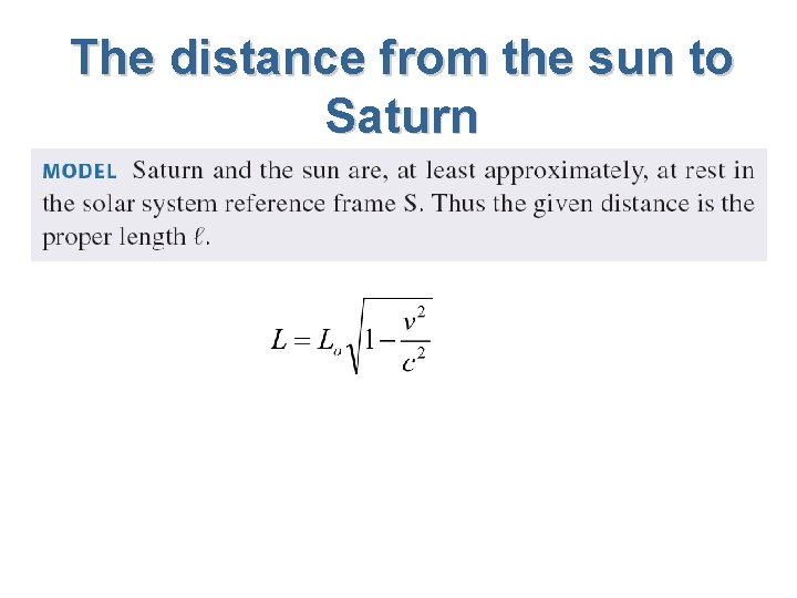 The distance from the sun to Saturn The distance from the sun to Saturn