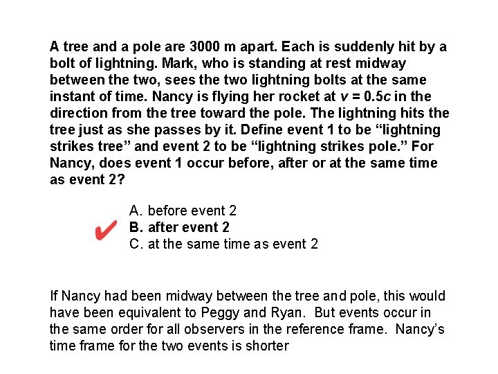 A tree and a pole are 3000 m apart. Each is suddenly hit by A tree and a pole are 3000 m apart. Each is suddenly hit by