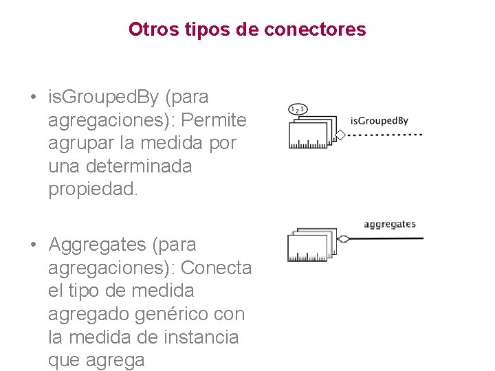 Otros tipos de conectores • is. Grouped. By (para agregaciones): Permite agrupar la medida