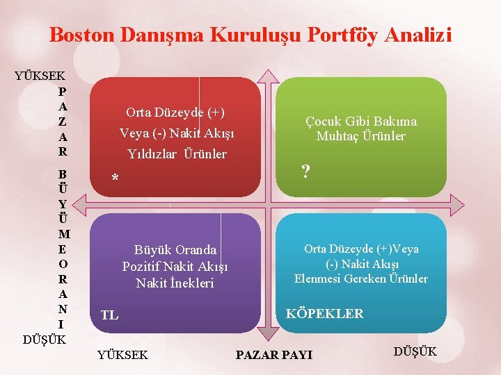 Boston Danışma Kuruluşu Portföy Analizi YÜKSEK P A Z A R B Ü Y