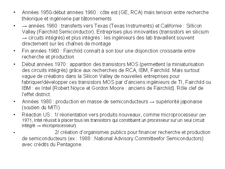  • • • Années 1950 -début années 1960 : côte est (GE, RCA)