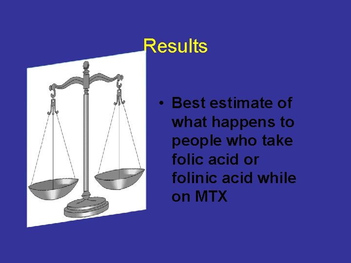 Results • Best estimate of what happens to people who take folic acid or