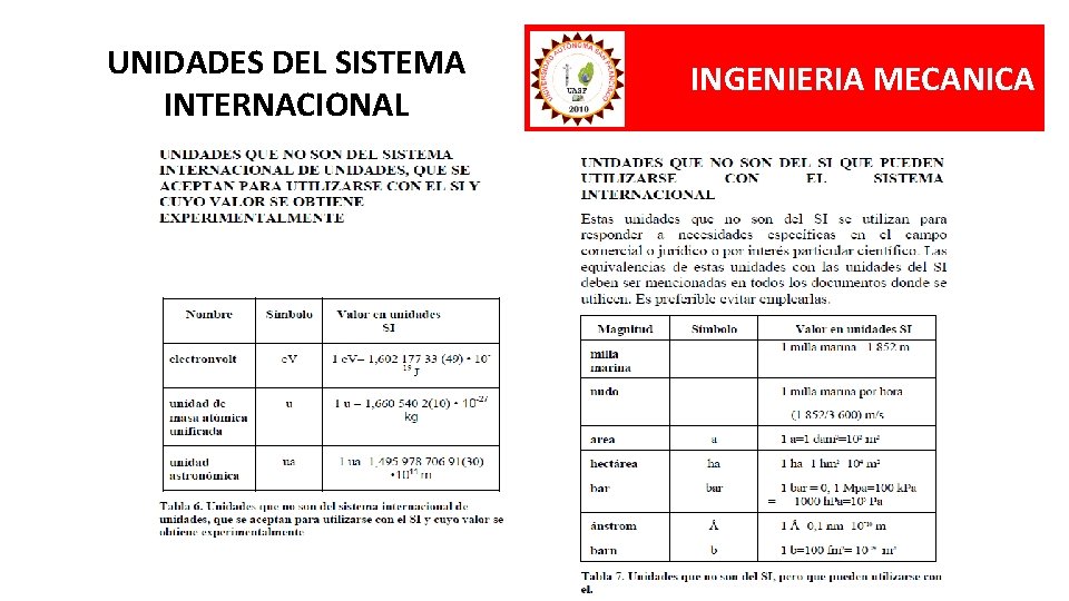 UNIDADES DEL SISTEMA INTERNACIONAL INGENIERIA MECANICA 