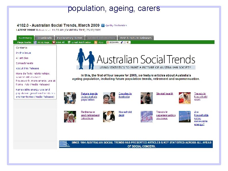 population, ageing, carers 