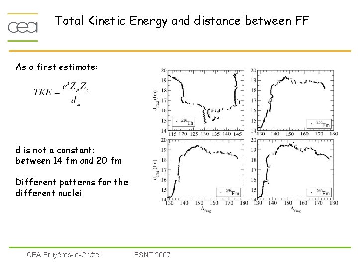 Total Kinetic Energy and distance between FF As a first estimate: d is not