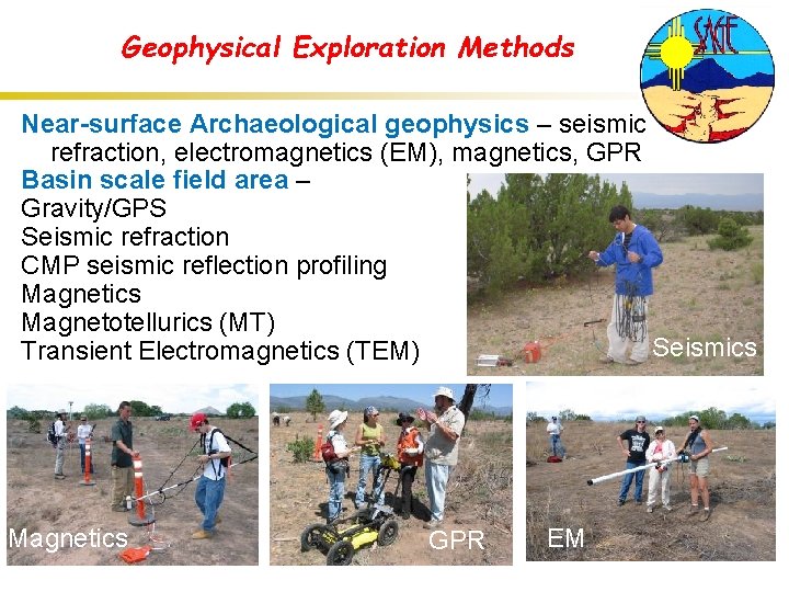 Geophysical Exploration Methods Near-surface Archaeological geophysics – seismic refraction, electromagnetics (EM), magnetics, GPR Basin