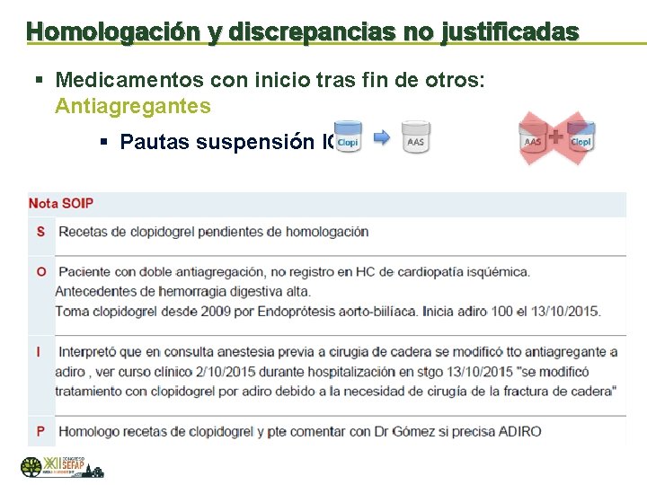Homologación y discrepancias no justificadas § Medicamentos con inicio tras fin de otros: Antiagregantes