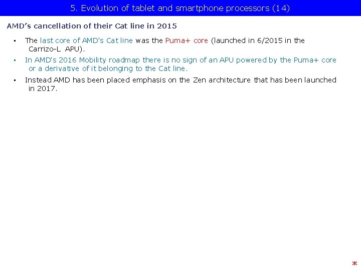 5. Evolution of tablet and smartphone processors (14) AMD’s cancellation of their Cat line