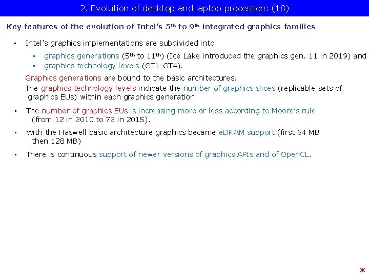 2. Evolution of desktop and laptop processors (18) Key features of the evolution of