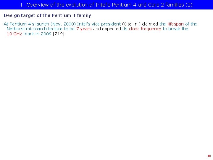 1. Overview of the evolution of Intel's Pentium 4 and Core 2 families (2)