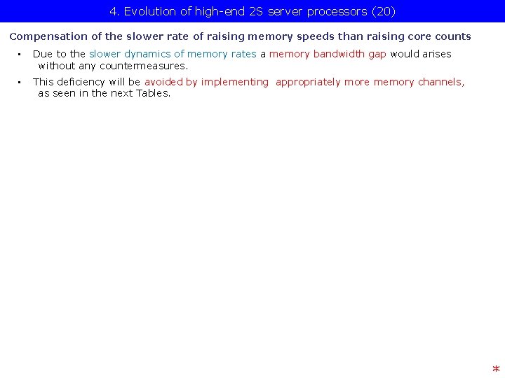 4. Evolution of high-end 2 S server processors (20) Compensation of the slower rate