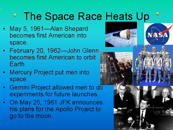 The Space Race Heats Up • May 5, 1961—Alan Shepard becomes first American into